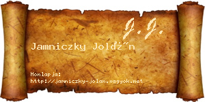 Jamniczky Jolán névjegykártya